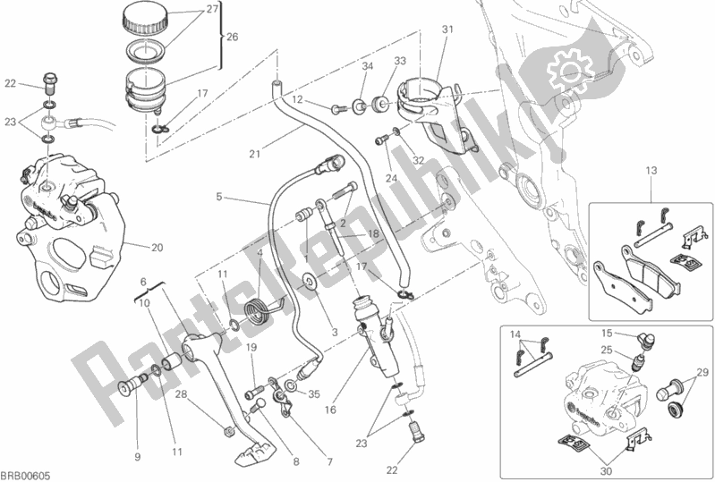 All parts for the Rear Braking System of the Ducati Multistrada 950 S Thailand 2019